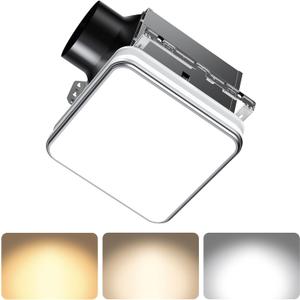 Consciot Bathroom Exhaust Fan with Light, 110/160 CFM Adjustable, 0.8/1.0 Sone, suitable for mounting hole 11.39 x 10.42 inches, Bath Ventilation Fan with 1500Lm LED Light 3CCT Selectable & Nightlight, 11.39 x 10.42 x 7.9 inches