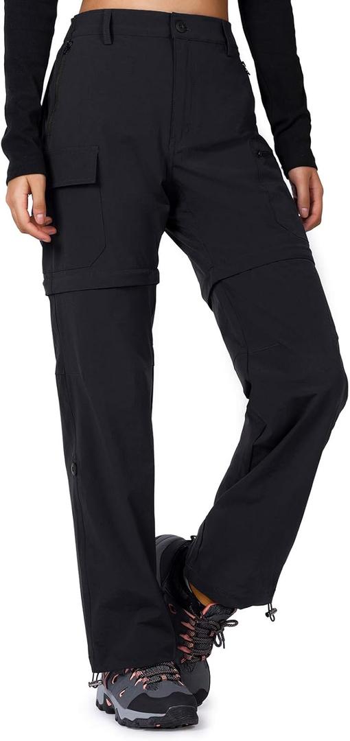 Cycorld Women's-Hiking-Pants-Convertible Quick-Dry-Stretch-Lightweight Zip-Off Outdoor Pants with 5 Deep Pockets (X-Small, Black)