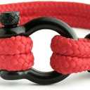 Mens Rope Bracelet - Stainless Steel Black Shackle, Extremely Durable and Scratch Resistant Waterproof Paracord, Handmade, Nautical Wristband for Men, 7-7.25"