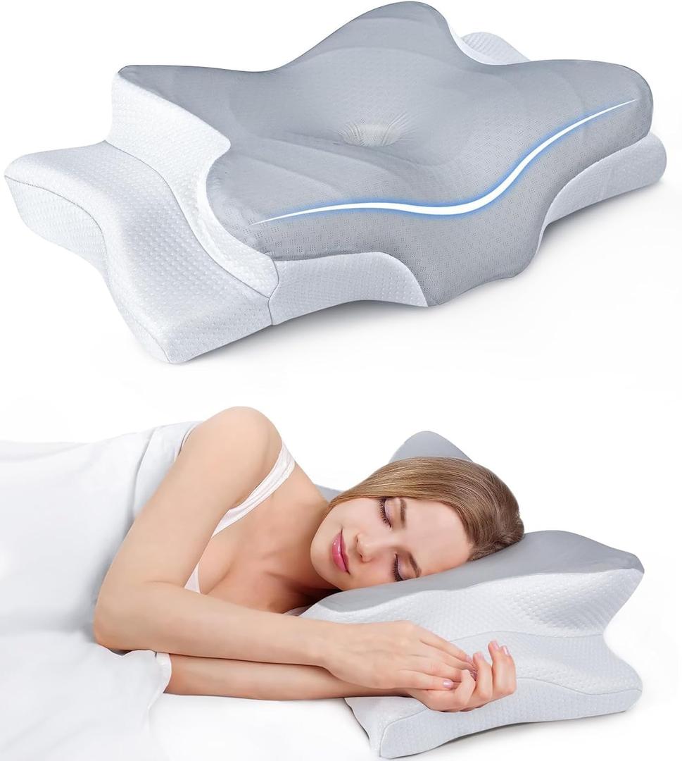Ultra Pain Relief Cooling Pillow for Neck Support, Adjustable Cervical Pillow Cozy Sleeping, Odorless Ergonomic Contour Memory Foam Pillows, Orthopedic Bed Pillow for Side Back Stomach Sleeper, Queen