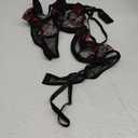 Lilosy Sexy Floral Embroidered Flower Mesh Underwire Push Up Lingerie Set