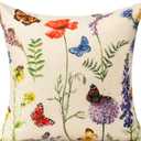All Smiles 16 x 16 Throw Pillow Covers Outdoor Spring Summer Garden Flowers Farmhouse Outside Furniture Bench Decorative Swing Cushion Set of 4 for Patio Sofa Couch Chair