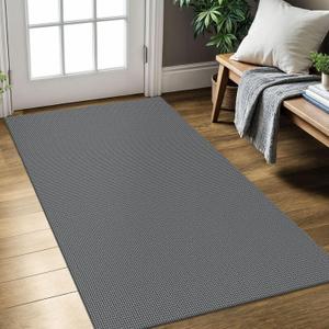 KOZYFLY Rugs for Entryway 3x5 ft Washable Area Rug Non Slip Rubber Backed Entry Rug Woven Indoor Door Mat Cotton Kitchen Rugs Floor Carpet for Entryway, Foyer, Backdoor, Grey/Dark Grey