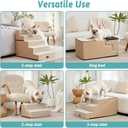 COZY KISS Dog Stairs for Small Dogs, 17.7" Extra Wide Detachable Pet Stairs for Couch and Bed, 23.6" H Non-Slip Dog Steps for Puppies and Old Cats, 17.7x29.5x23.6 inch, Beige