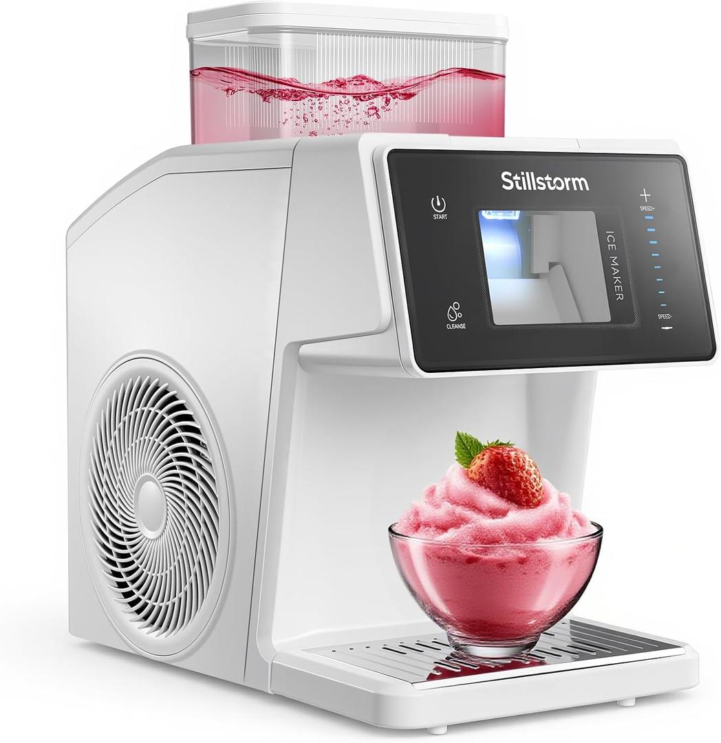 Stillstorm Shaved Ice Machine Snow Cone Maker No Ice NeededSnowflake Machine with RapidChill Technology, Auto-Clean SUS304, Adjustable Speed Snowflake Maker for Home, Party 