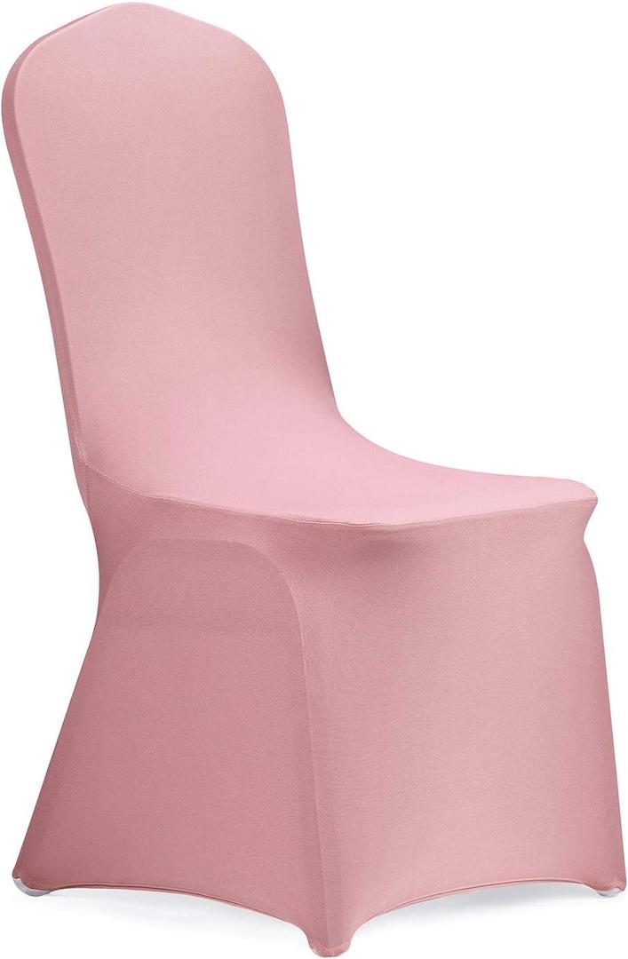 Peomeise Stretch Spandex Chair Cover for Wedding Party Dining Banquet Event (Dusty Rose, 6)