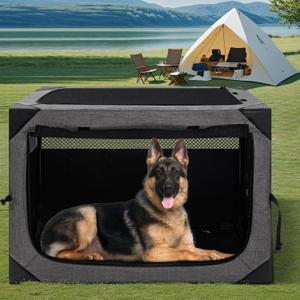 36 Inch Portable Travel Dog Crate, 3 Door Collapsible Soft Pet Kennel with Durable Mesh Windows for Medium Dogs, Foldable Dog Cage with Storage Pocket for Outdoor (Dark Grey) 36 Inch Portable Travel Dog Crate, 3 Door Collapsible Soft Pet Kennel with Durable Mesh Windows for Medium Dogs, Foldable Dog Cage with Storage Pocket for Outdoor (Dark Grey)