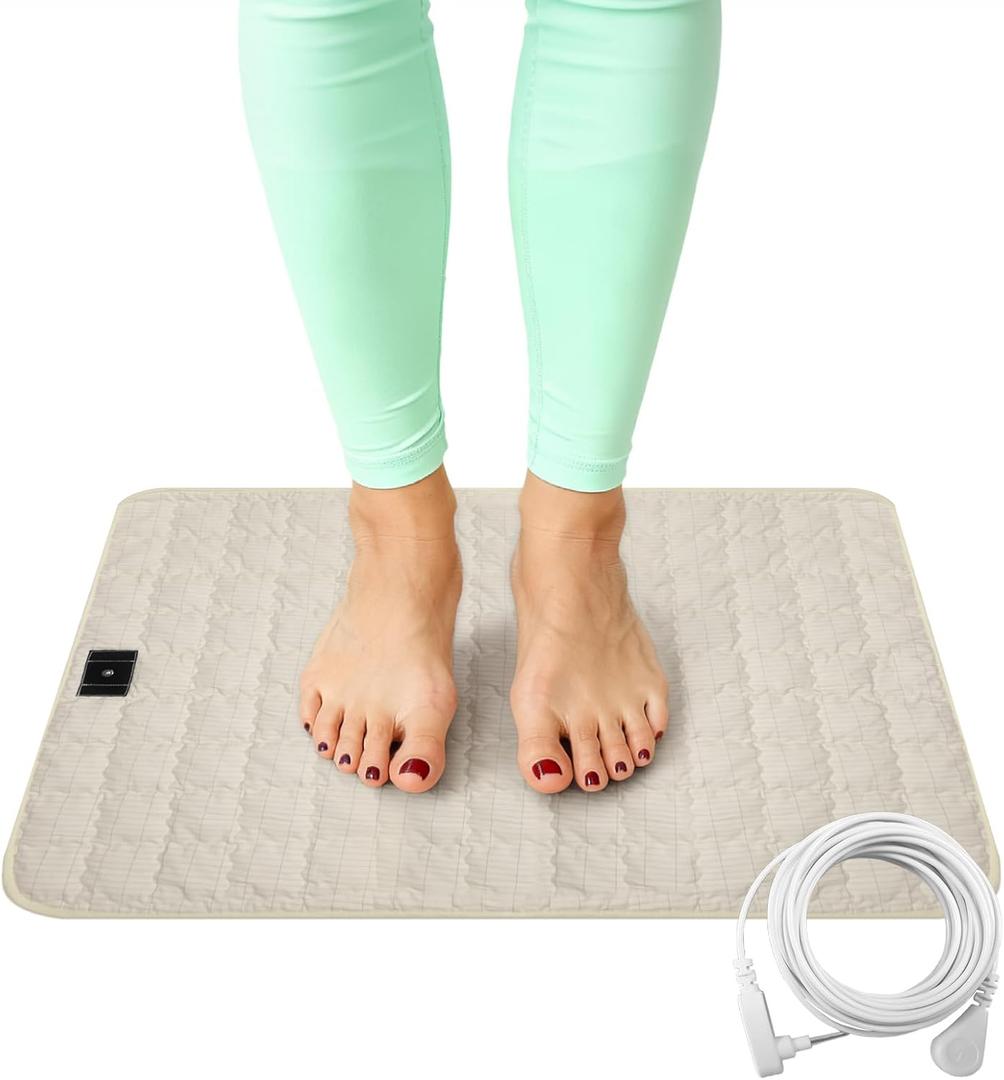 Grounding Mat Cotton Grounded Pad Silver Fiber Earth Connected Mat for Bed (24"x 36",Beige) Improves Sleep, Promotes Circulation