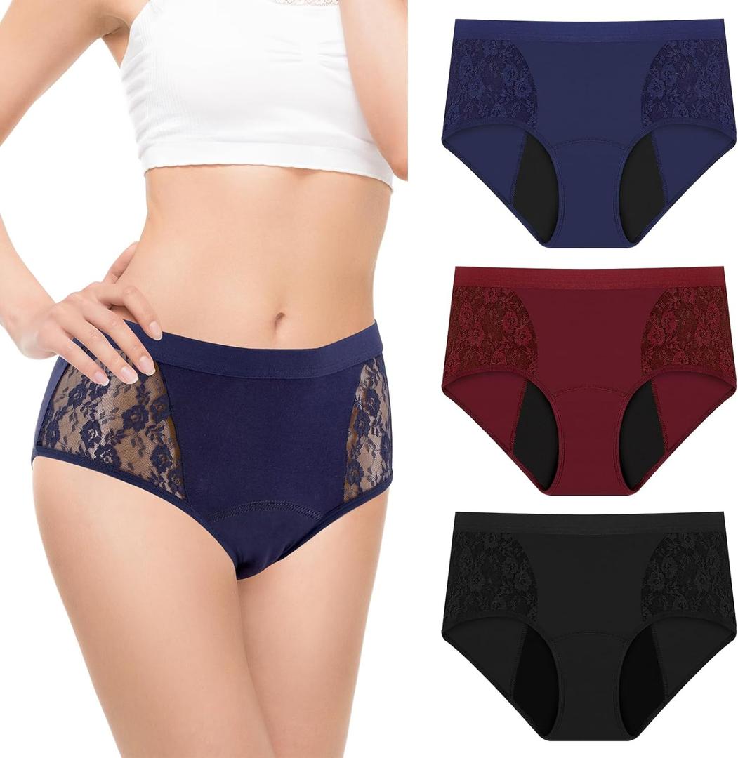 6 Pack Incontinence Underwear for Women, Leak Proof Underwear for Women Washable & Reusable for Leakage Protective Panties (Large, Multiple Colors)