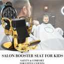 Artist hand Barber Booster Seat for Kids, Children Salon Chair Cushion, 6.5" Thick Toddler Booster Seat for Hair Cutting with Foot Protector, Black Synthetic Leather