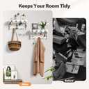 Key Holder Wall Mount with Shelf, 4 in 1 Coat and Key Hanger with Metal Hooks, Entryway Wall Mounted Shelf with Mail Holder for Living Room, Bedroom (White)