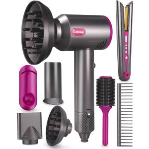 Hair Salon Toys for Girls, Beauty Salon Playset for Girls, Kids Pretend Hair Blow Dryer Styling Kits Curling Iron Dresser Barber Playset for Little Girl Toddlers with Sound