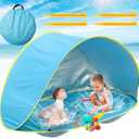 Baby Beach Tent-2 Pools Pop Up UPF 50+ Sunshade with Carry Bag, Portable for Travel,Beach,Camping,Indoor
