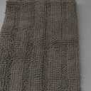 Non Slip Thick Shaggy Chenille Bathroom Rug Mat Set Extra Soft and Absorbent Striped Floor Rugs, 2 Piece, Machine-Washable (47" x 17" Plus 17" x 24", Dove)