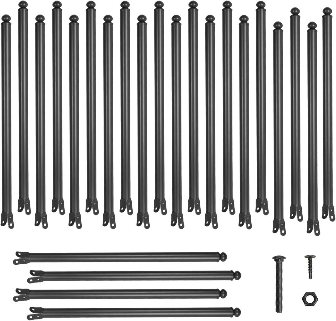 24 Pack 1-3/8'' Chain Link Fence Extension, 30'' Fence Extension Height, Galvanized Post Extender for Dogs and Privacy (Black)