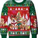Enlifety 4-16T Kids Ugly Christmas Sweater Boys Xmas Sweatshirt Funny 3D Graphic Xmas Pullover (8-9 Years, Red Green)