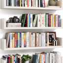 Floating Bookshelves for Wall - Wall Mounted Bookshelf Set of 4, U-Shaped Hanging Bookshelf for Bedroom, Living Room & Office, Wall Book Shelf for Home Decor & Storage (4, White, 23.63 Inches)