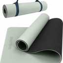 BEAUTYOVO Yoga Mat with Strap, 1/3 Inch Extra Thick Yoga Mat Double-sided Non Slip, Professional TPE Yoga Mats for Women Men, Workout Mat for Yoga, Pilates and Floor Exercises (Matcha Green & Graphite Grey)