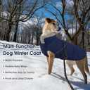 PUMYPOREITY Warm Dog Jacket, Reflective Winter Coat with Adjustable Hook & Loop, Fleece Snowsuit with Turtleneck, Water Resistant Cold Weather Coats for Small Medium Large Dogs, M, Blue