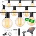 OHLUX 120FT Solar String Lights Outdoor with Remote, Commercial Grade Patio Lights with 52 Shatterproof G40 Globe LED Filament Bulbs, Dimmable Outside Edison Hanging Light for Backyard Party Decor (Solor Powered-120FT)