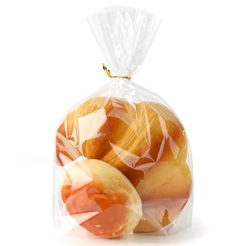 100 PCS Clear Plastic Flat Bottom Cellophane Goodie Bags(7.9×9×3.1 Inch) with Ties for Candy Popcorn Cookie Treat Snack Small Gift Cake Wrapping Baggies Pouch Holiday Birthday Party Favors Supplies