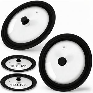 Blushtier 2 Set Universal Lid for Pots, Pans and Skillets, Black