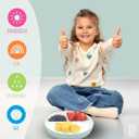 Elk and Friends Kids 6.7 Porcelain Divided Plates with Silicone Suction Sleeves | Suitable for Babies/Kids/Toddlers | Microwave & Dishwasher Safe | Non Slip | Snack Dishes | 4 Pack (Sage/Misty Blue/Navy/Gray)