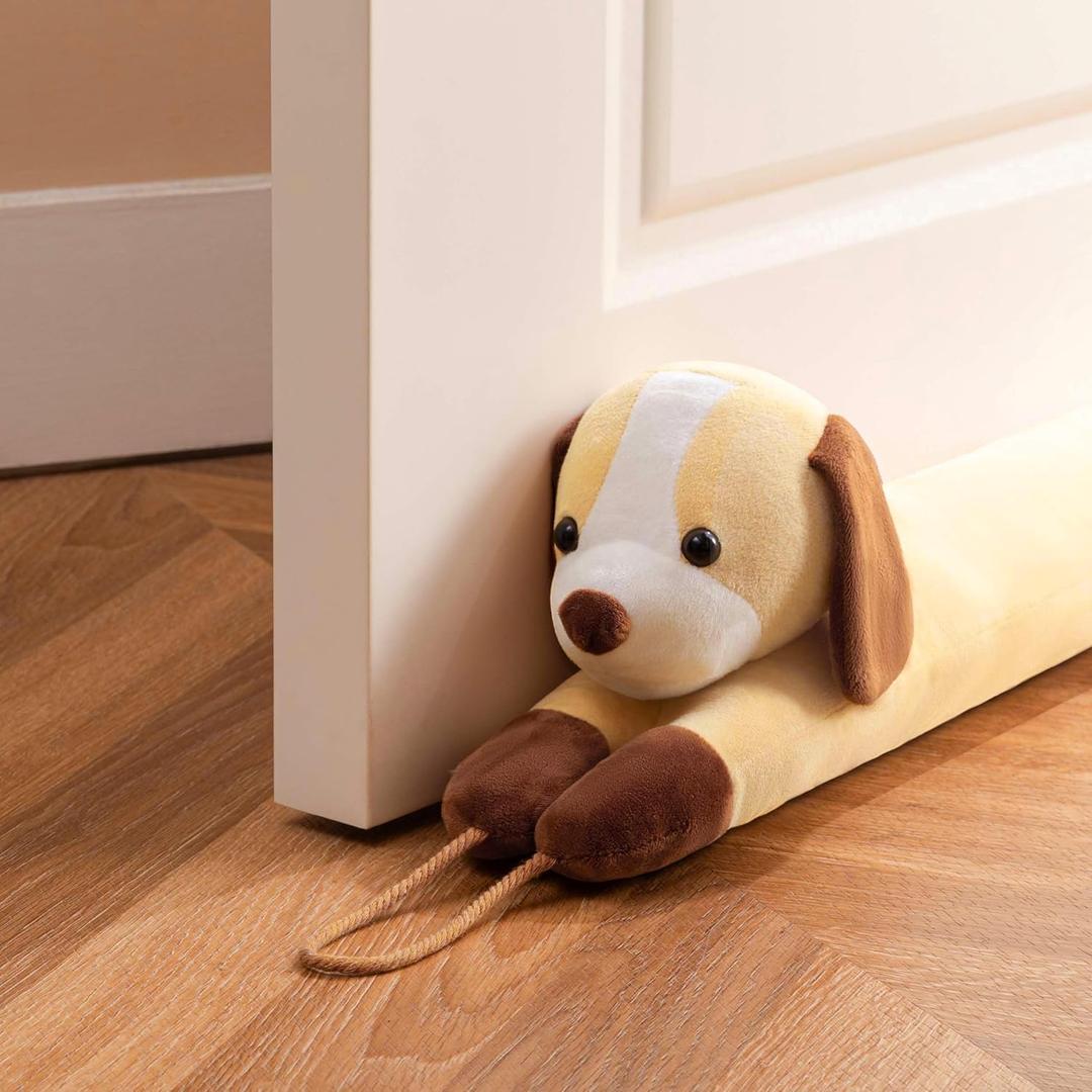 Sunolga Door Draft Stopper for Bottom of Door and Window, Weighted Cute Animal Seal Strip for Wind, Noise, Light, Dust, Door Snake and Sweep for Home Essentials Decorative, 38" Air Blocker, Yellow Dog