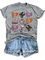 Halloween Shirts for Women Read More Books Shirt Spooky Teacher T-Shirt Party Tee Tops, Size M