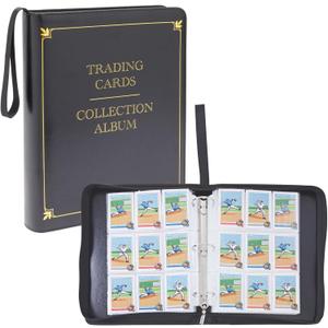9 Pocket 3 Ring Leather TCG Binder for Baseball, Trading Game, and Sports Card, 50 Pages, Holds 900 Cards (14 x 11 In)