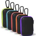 MOLOVA MOLOVA Earbud Case Portable EVA Carrying Case Storage Bag Cell Phone Accessories Organizer with Carabiner for Wireless/Bluetooth Headphones, SD Memory Card, Camera Chips (5 Pack, Rectangle) (A4-Rectangle-green+blue+red+orange+purple)