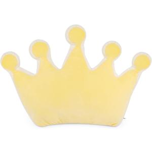 Crown Shaped Throw Pillows, Fluffy Decorative Pillows Soft for Girls Boys in Toddler Kids Room Decoration (Yellow)