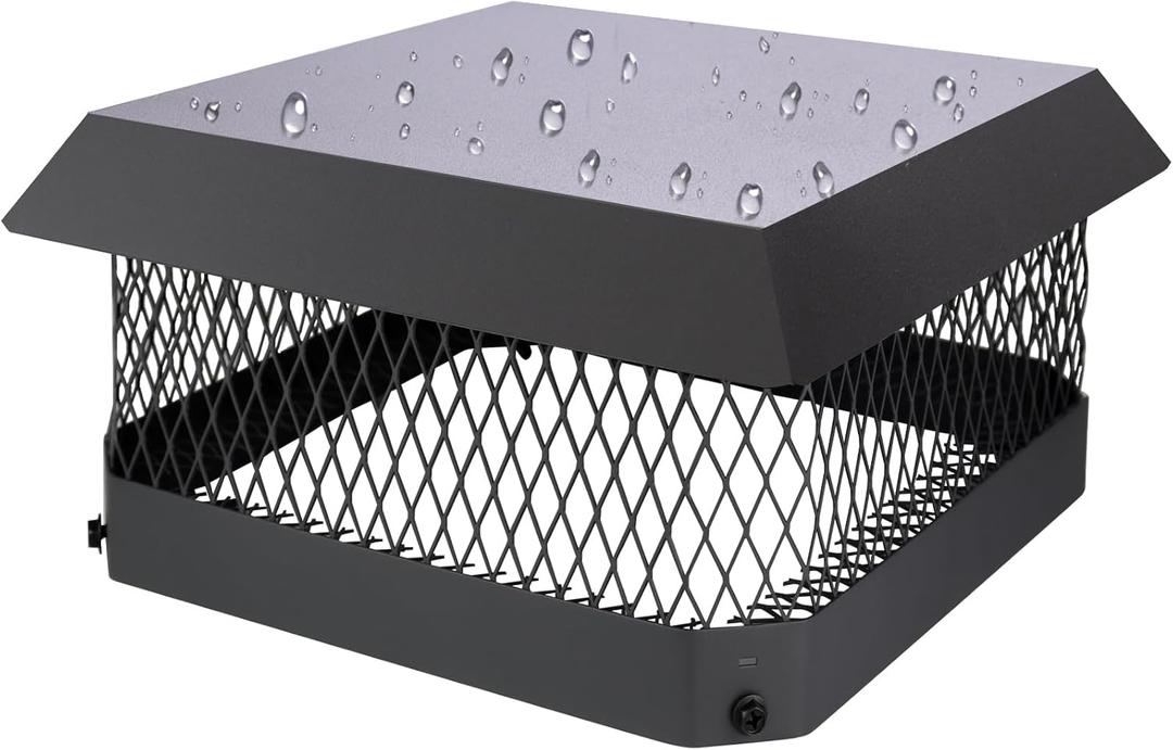 13" x 13" Chimney Caps Fireplace Chimney Cover for Outside Flue Tile Clay, Chimney Flue Cover Chimney Vent Cap with Screen Hood Plate,Galvanized Steel Chimney Rain Cap Roof Rain Guard Top Protector