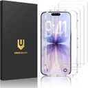 UNBREAKcable 3-Pack Screen Protector for iPhone 17, Double Shatterproof Tempered Glass [Easy Installation Frame] [9H Hardness] [99.99% HD Clear] [Case Friendly] for iPhone 6.3 inch