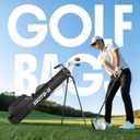 Golf Lightweight Stand Bag - Par 3 Sunday Small Golf Bag with 2 Way Dividers Rain Hood Shoulder Strap and Multiple Storage Pockets for Men and Women