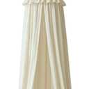 Wonder Space Kids Bed Canopy with Ruffles, Pastel Neutral Color for Boys & Girls, Frilled Cotton Tent Nursery Room Baby Crib Hanging Curtain Mosquito Netting Children Reading Nook Decoration (Ivory)