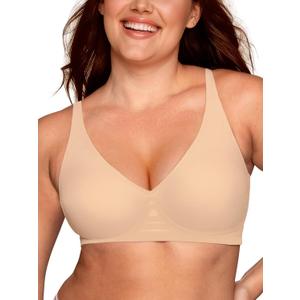 Women's Deep V Bra Wireless Seamless No Underwire Jelly Bras Supportive Comfortable T-Shirt Bra Push Up Plunge Bralettes (Beige,XL) (XL)