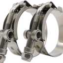 ROADFORMER 41mm - 47mm T-Bolt Hose Clamp - Working Range 1.62" - 1.85" for 1.75" Hose Outside OD, Stainless Steel Bolt and Band Floating Bridge and Nylon Insert Locknut (41mm - 47mm, 2 pack)