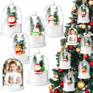 Vercraft 6 Sets Christmas Snow Globe Kit for Christmas Tree Ornaments DIY Craft Photo Clear Hanging Snowglobe Includes Xmas Tree Mini Snowman Artificial Snow for Winter Home Wonderland Party Decor