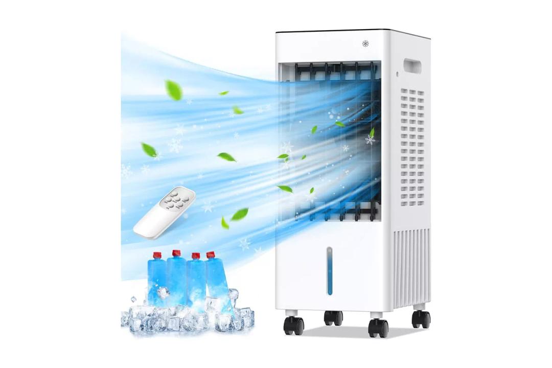 Portable Air Conditioners, Evaporative Air Cooler, 3-Side Air Intake Portable AC Unit w/ 8L Larger Water Tank, 3 Speeds, 60Oscillation,7.5H Timer, Swamp Cooler for Room Home Office