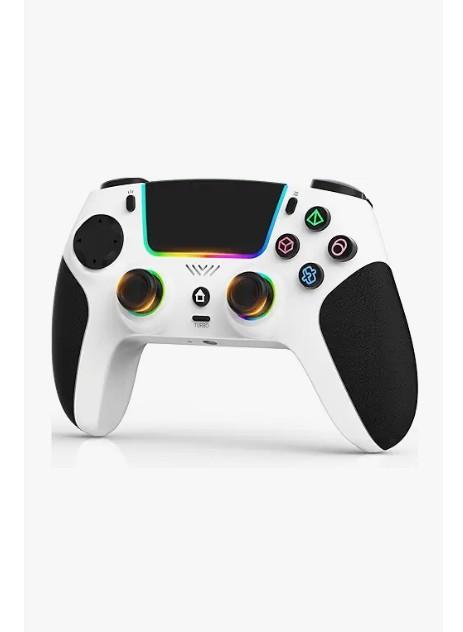 SFGSUP Wireless Controller for PS5/PC/MAC/iOS/Android/Steam Deck, With Hall Effect Joystick&Trigger/8 RGB Lighting/Turbo/Dual Vibration/Programmable/Headset Jack/Touchpad/1500 mAh Battery, White&Black