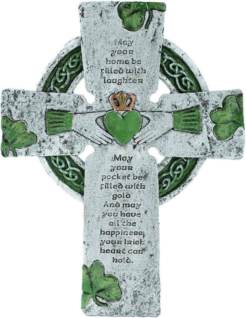 TALPGOD Celtic Cross Irish Blessing Wall Decor, Irish Wall Art for Home, Ireland Gifts, Catholic Cross, Green, 9.45 Inch x 7.48 Inch