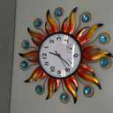 Sun Outdoor Clock with Thermometer and Hygrometer Combo, Silent No-Ticking Outdoor Wall Clock, Waterproof Quartz Clock for Patio, Living Room, Kitchen, Garden, 13 Inch