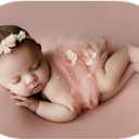 Coberllus Newborn Photography Props Boys Girls Wrap Blanket Baby Photo Shoot Floral Pearl Decorative Mesh Rug Layer Basket Filler (Pink)