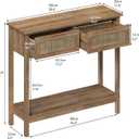 Trironsun Farmhouse Rattan Console Table with 2 Drawers 2 Tier Boho Narrow Long Sofa Table Natural with Open Storage Shelf Wood Entryway Table for Living Room Hallway Foyer
