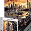 Running Car 1000 Piece Jigsaw Puzzles for Adults Cool Driving on The Hightway Painting Jigsaw Puzzle Automobile Puzzles for Challenging Family Activity Art America Cityscape DIY Puzzle Decor Gifts