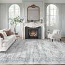 Soalmost Washable Area Rug 8x12, Large Soft Rugs for Living Room Vintage Grey Carpet 8x12 Area Rugs for Bedroom Dining Room Non-Slip Stain Resistant Under Table Rug