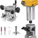 Cordless Compact Router Plunge Base for Dewalt 20v Battery, Compact Router Fixed Base & Plunge Router, 5 Speed Brushless Router for Woodworking/DIY Projects