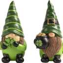 St Patricks Day Leprechaun Figurines Decorations Table top Centerpiece Tiered Tray Mantle Home Irish Green Shamrock Gnomes Decor Resin Leprechaun Figure Statue Gifts