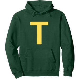 Letter T Funny Group Matching Halloween Costume Pullover Hoodie (Green)